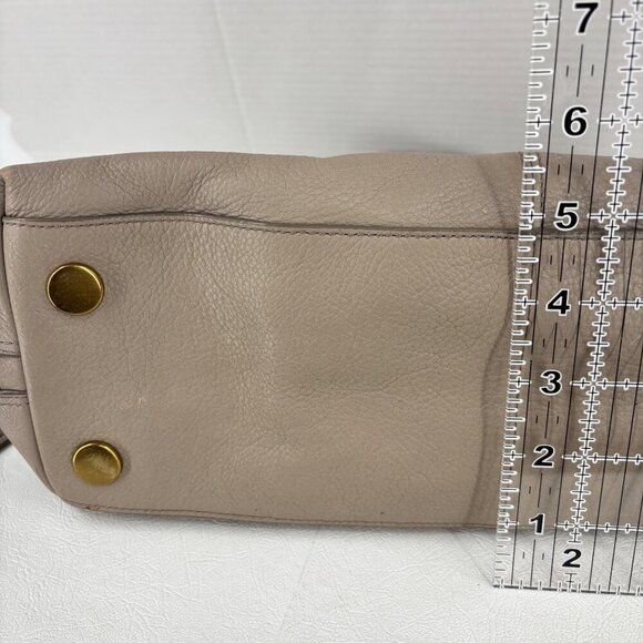 Fossil Maya Satchel Handbag Beige Leather Multi Compartment Zip Magnetic Snap - Picture 11 of 12